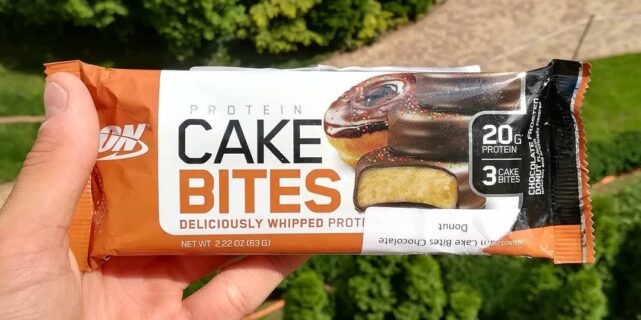 Optimum Nutrition Protein Cake Bites – chocolate frosted donut!