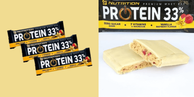 GO ON! Protein 33% Bar Vanilla Raspberry – najtańszy fit baton?