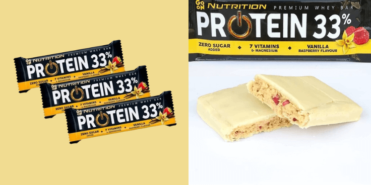 GO ON! Protein 33% Bar Vanilla Raspberry – najtańszy fit baton?